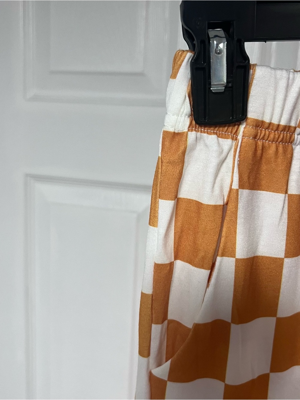 Checkerboard Wide-Leg Pants in White and Golden Yellow Checkered Size S - Picture 2 of 5